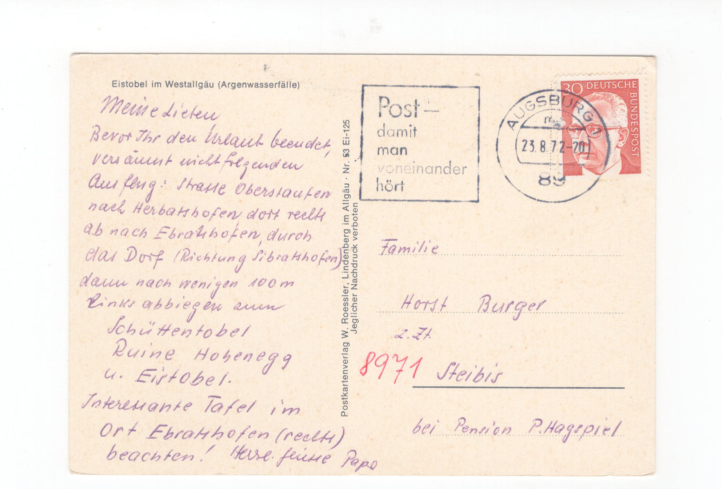 Ansichtskarte Eistobel im Westallgäu / Argenwasserfälle