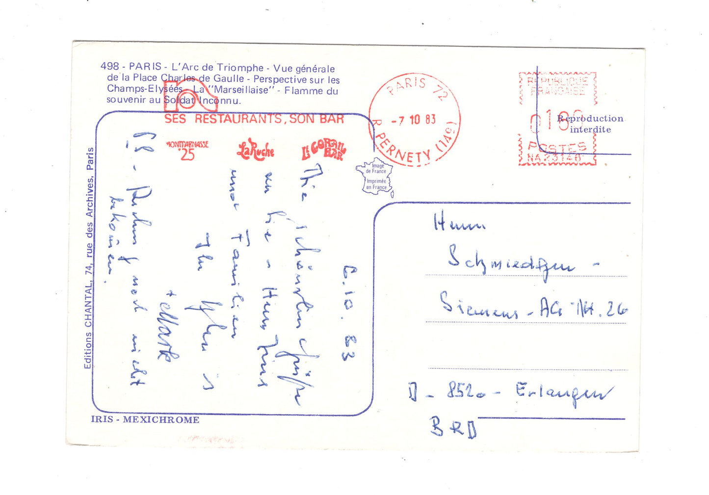 Ansichtskarte Paris / Arc de Triomphe / Frankreich