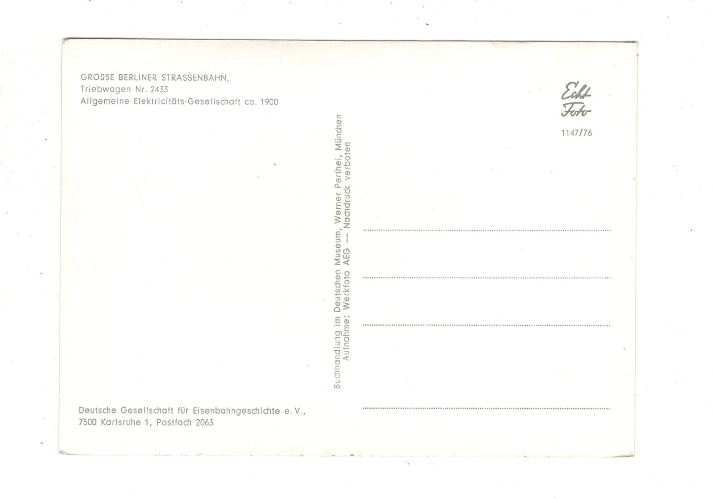 Ansichtskarte Berlin / Große Berliner Straßenbahn - Triebwagen 2433 / K1-51