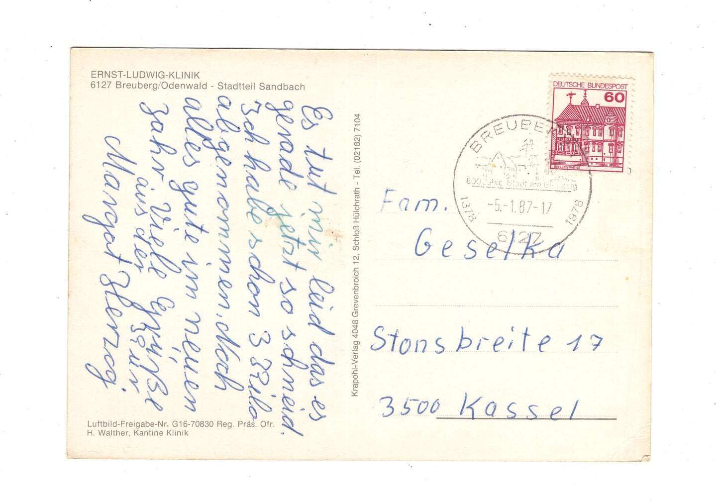 Ansichtskarte Breuberg / Odenwald / Stadtteil Sandbach / Ernst-Ludwig-Klinik
