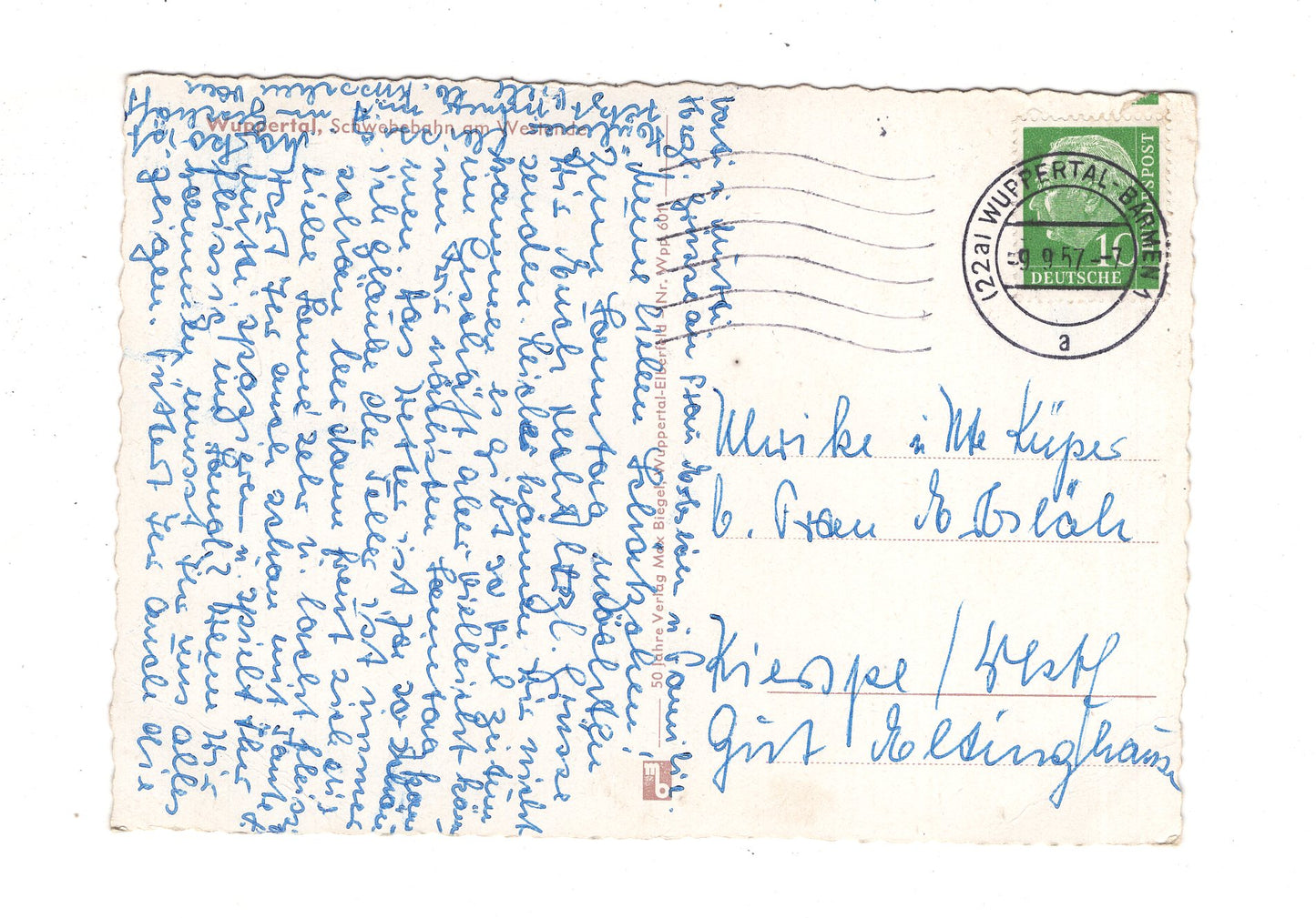 Ansichtskarte Wuppertal / Schwebebahn am Westende / J1-58