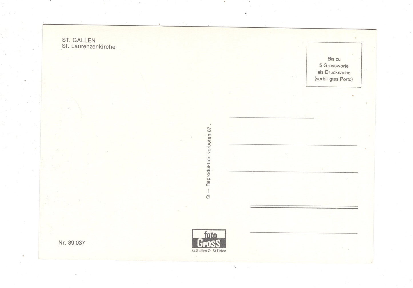Ansichtskarte St. Gallen / St. Laurenzenkirche / Schweiz