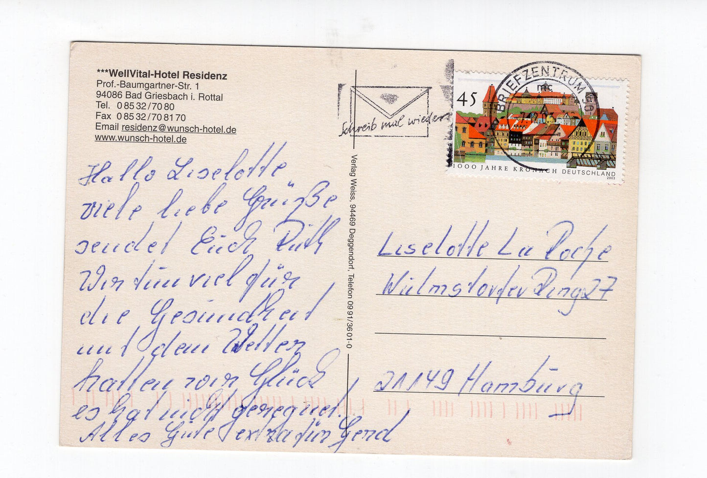 Ansichtskarte Bad Griesbach Im Rottal / Hotel Residenz Griesbach