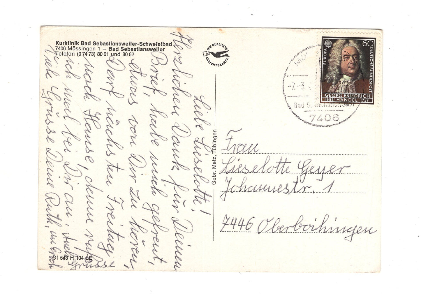 Ansichtskarte Mössingen 1 / Bad Sebastiansweiler / Kurklinik