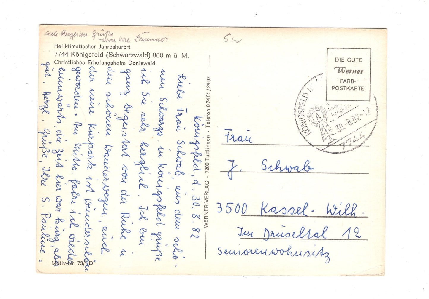 Ansichtskarte Königsfeld im Schwarzwald / Erholungsheim Doniswald / G1-67