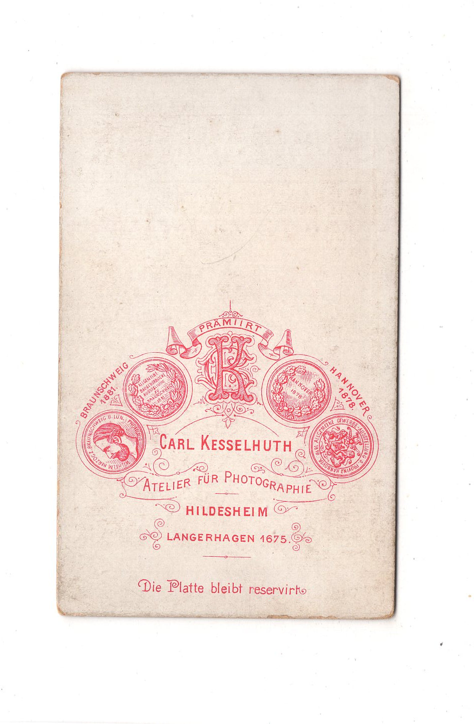 Fotografie Damenportrait - Hildesheim 1880er / CDV C1-14