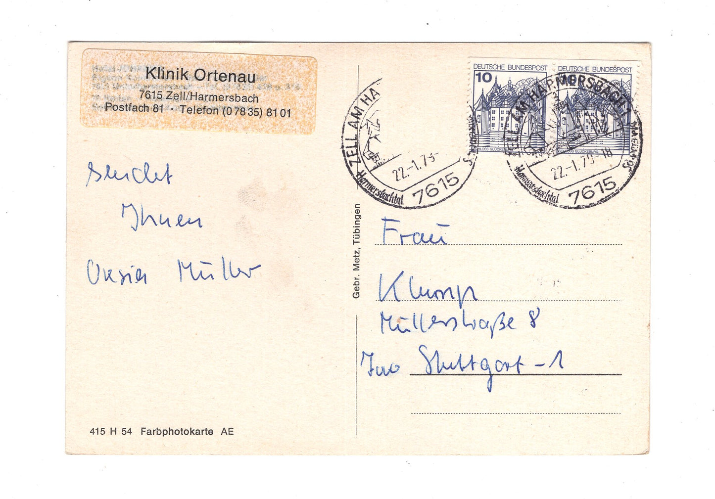 Ansichtskarte Klinik Ortenau / Zell / Harmersbach