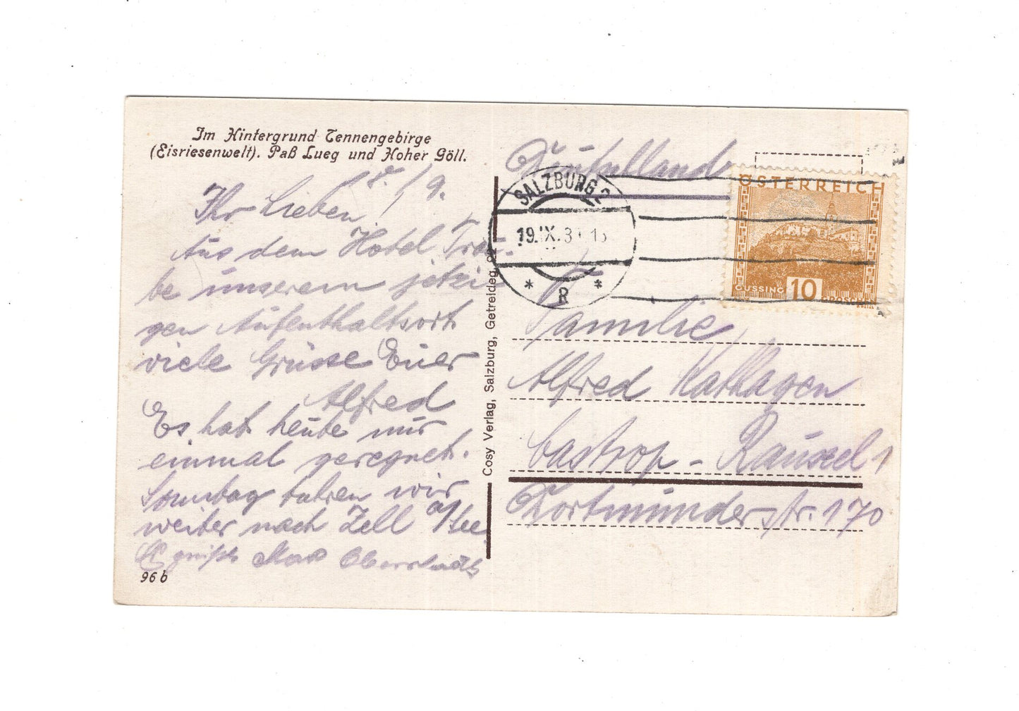 Ansichtskarte Salzburg gegen Pass Lueg / Österreich