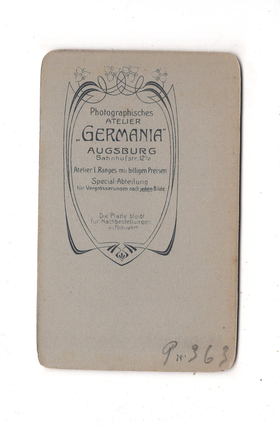 Fotografie Feines junges Mädchen - Augsburg 1900er / CDV M1-37