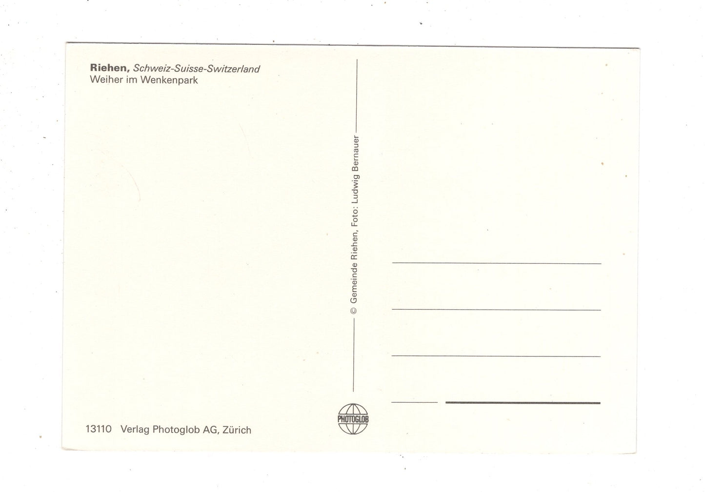 Ansichtskarte Riehen / Weiher im Wenkenpark / Schweiz