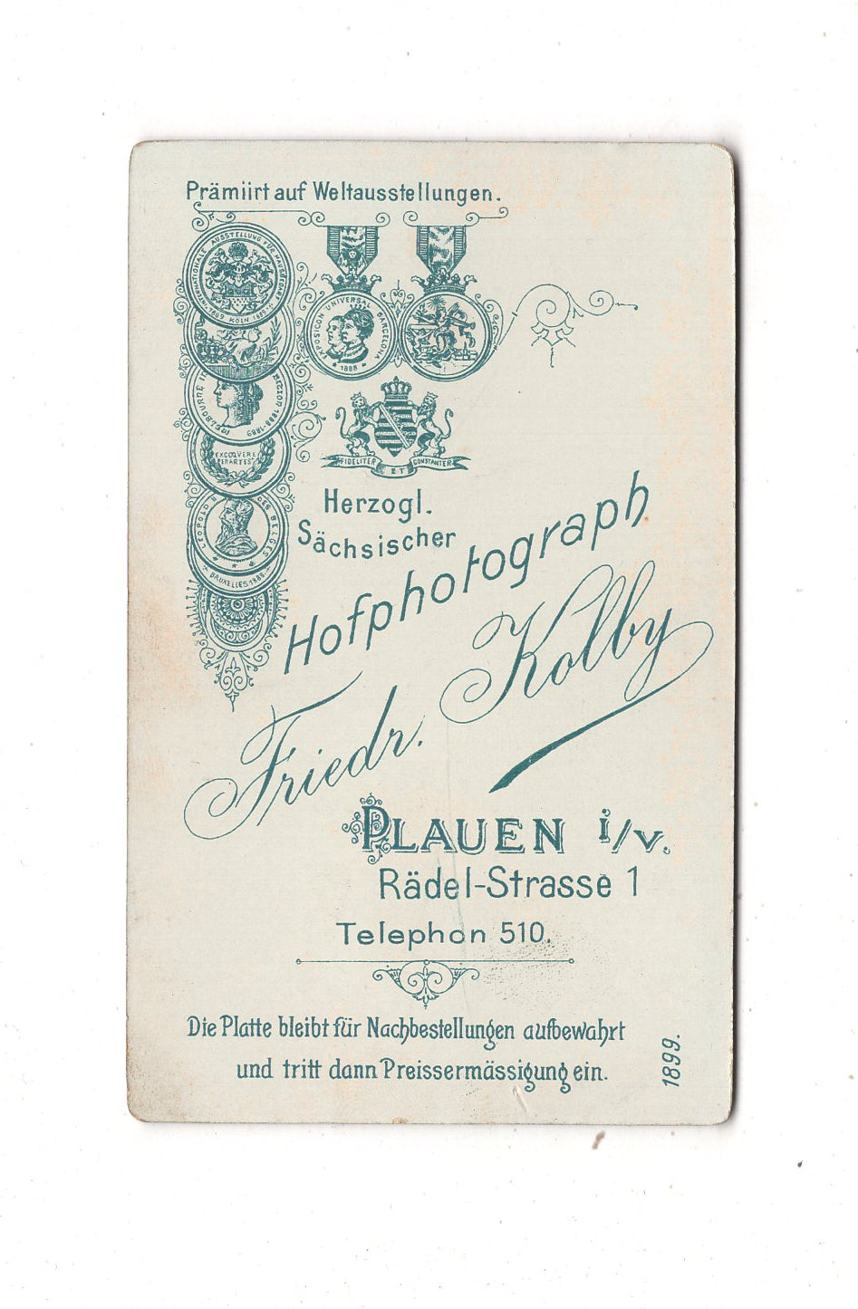 Fotografie Feines junges Mädchen - Plauen 1899 / CDV M1-37