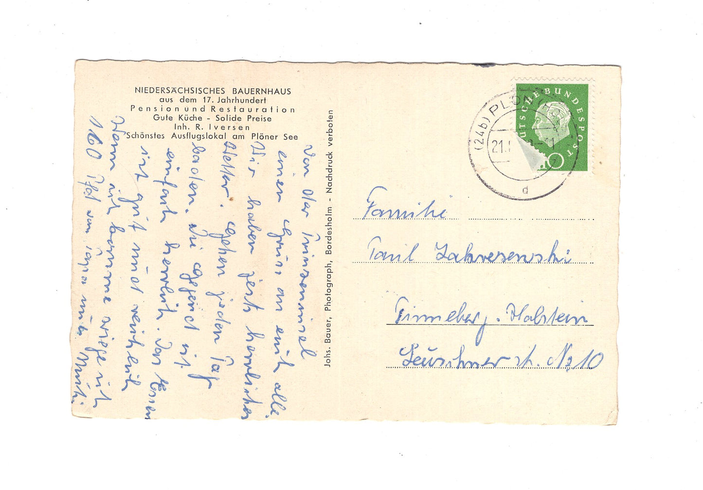 Ansichtskarte Plön am See / Niedersächsisches Bauernhaus