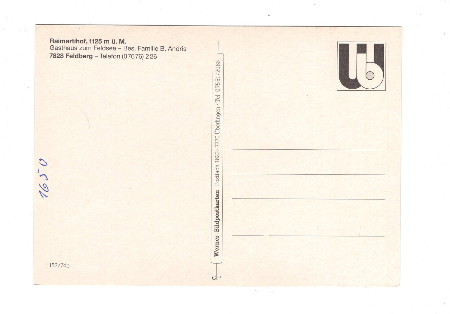 Ansichtskarte Raimartihof / Fasthaus zum Feldsee / Feldberg / G1-68