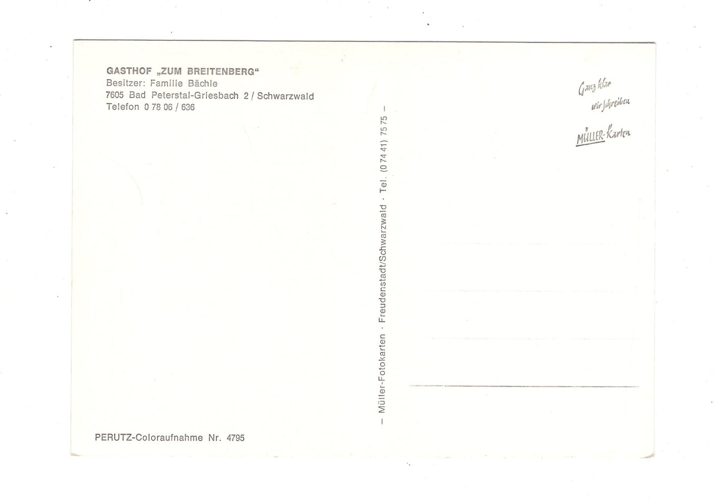 Ansichtskarte Bad Peterstal-Griesbach 2 / Schwarzwald / Gasthof Zum Breitenberg