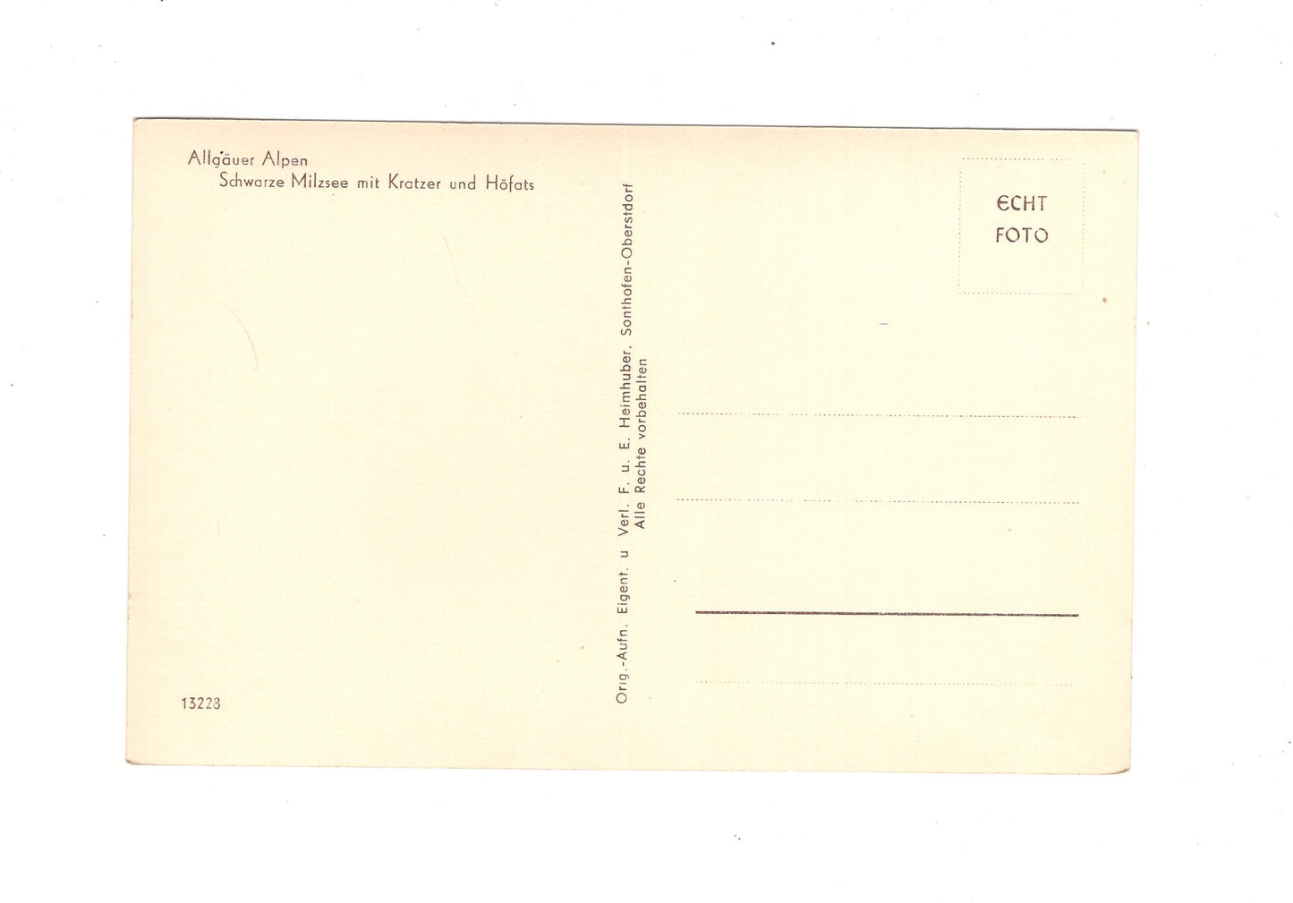 Ansichtskarte Schwarze Milzsee / Allgäuer Alpen