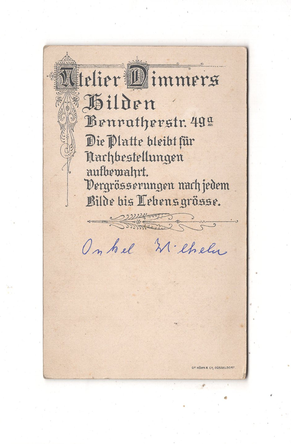 Fotografie Feiner Herr - Hilden um 1900