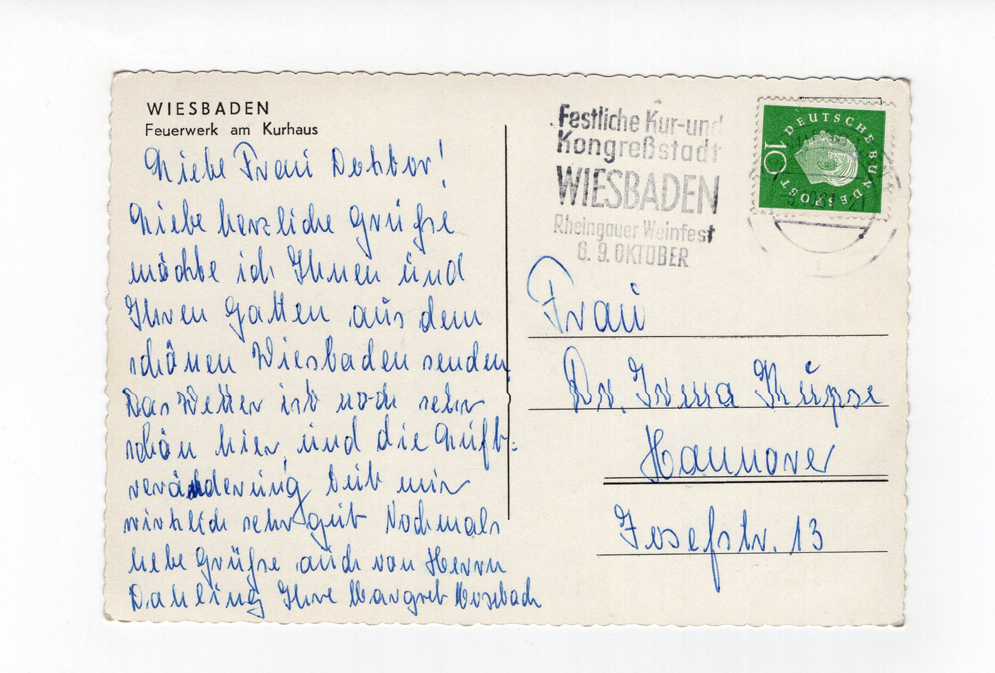 Ansichtskarte Wiesbaden / Feuerwerk am Kurhaus