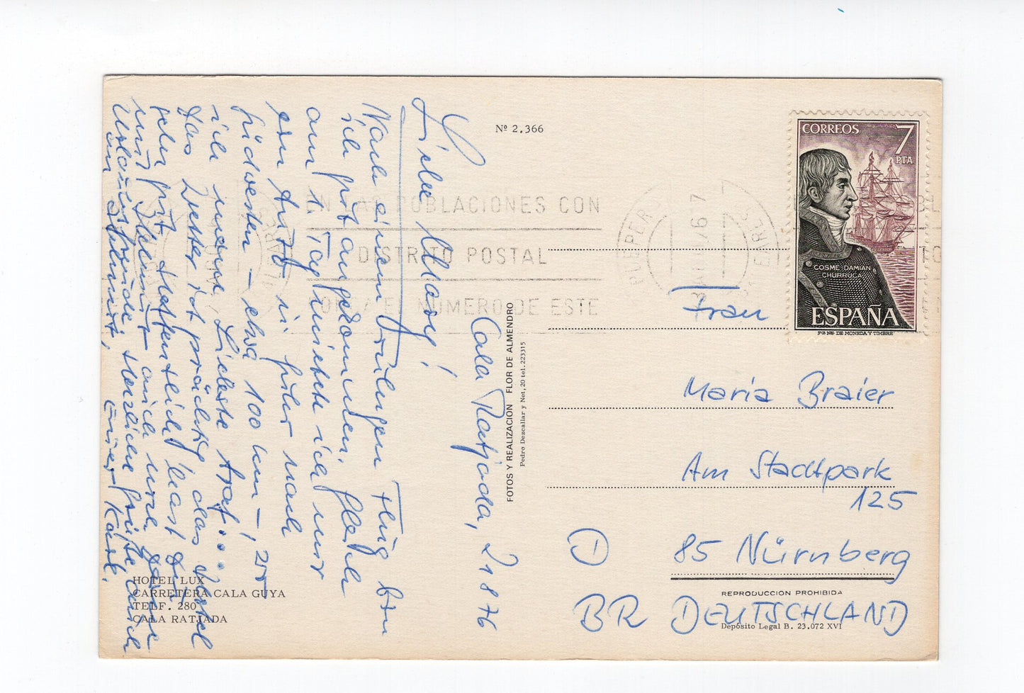 Ansichtskarte Mallorca / Cala Ratjada / Hotel Lux / Spanien