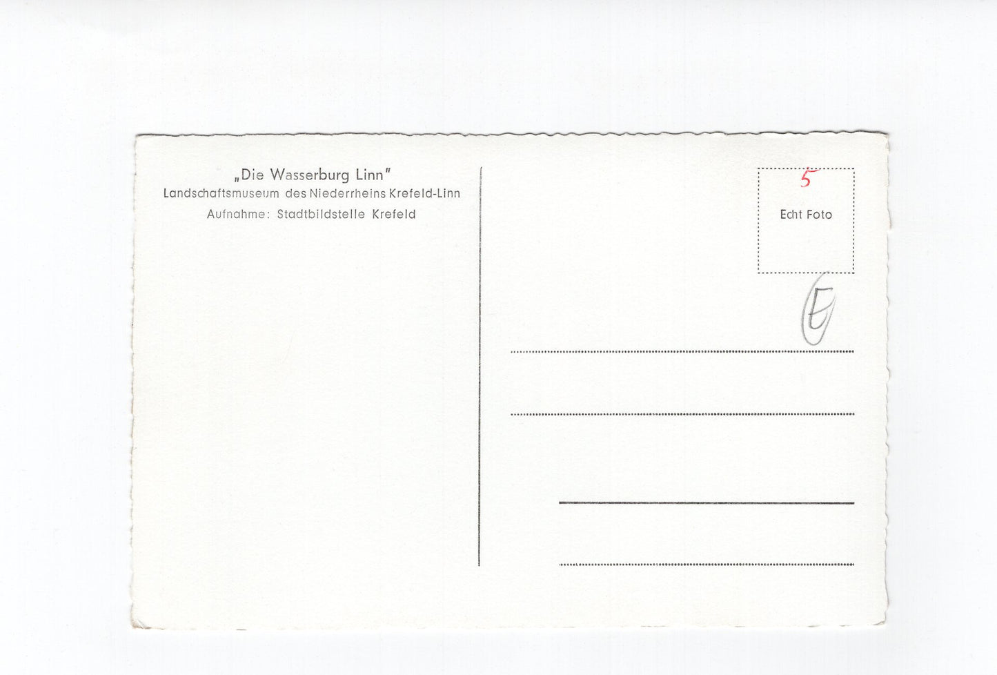 Ansichtskarte Wasserburg Linn / Niederrheinkreis Krefeld-Linn