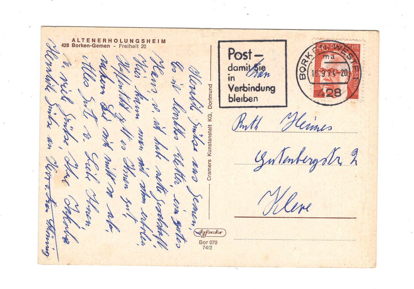 Ansichtskarte Borken-Gemen / Altenerholungsheim