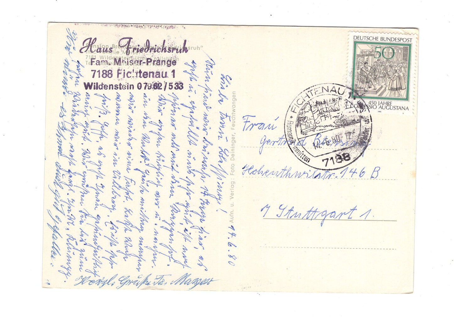 Ansichtskarte Pension Brommer / Haus Friedrichsruh / Wildenstein / Fichtenau 1