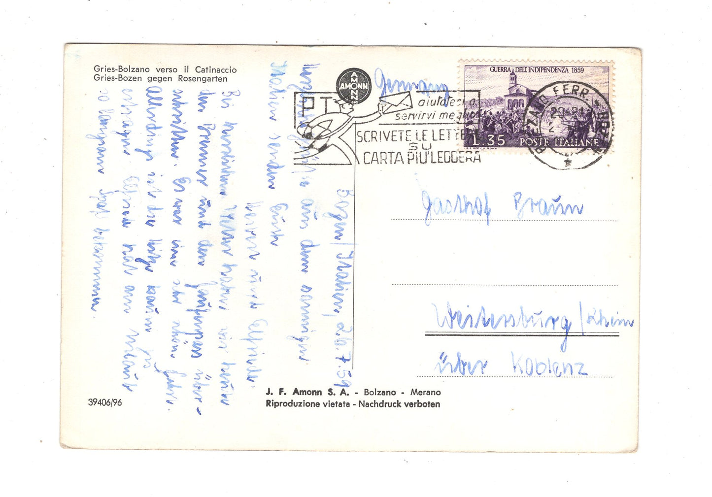Ansichtskarte Gries-Bozen gegen Rosengarten / Italien / N1-58