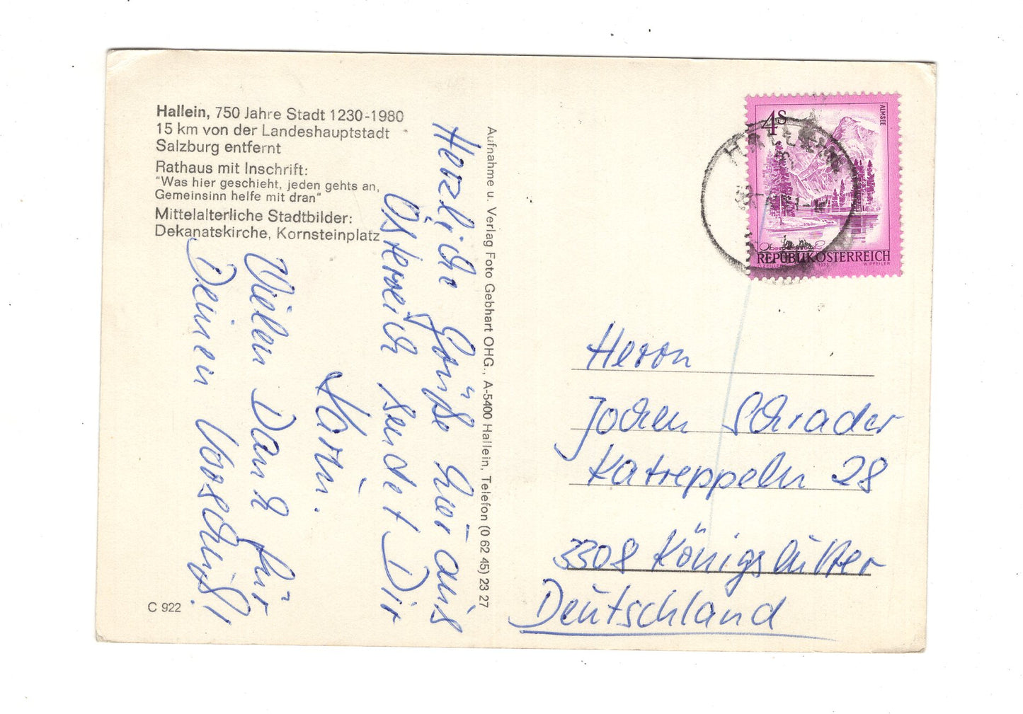 Ansichtskarte 750 Jahre Stadt Hallein / Österreich