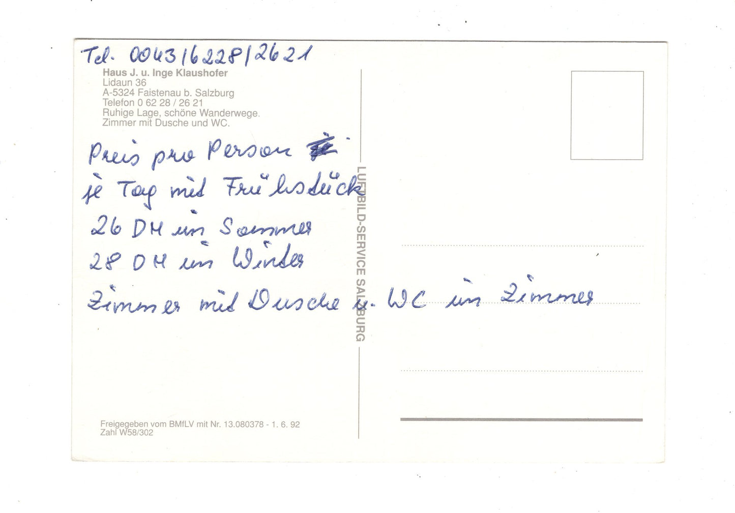 Ansichtskarte Haus J. und Inge Klaushofer / Faistenau bei Salzburg / Österreich