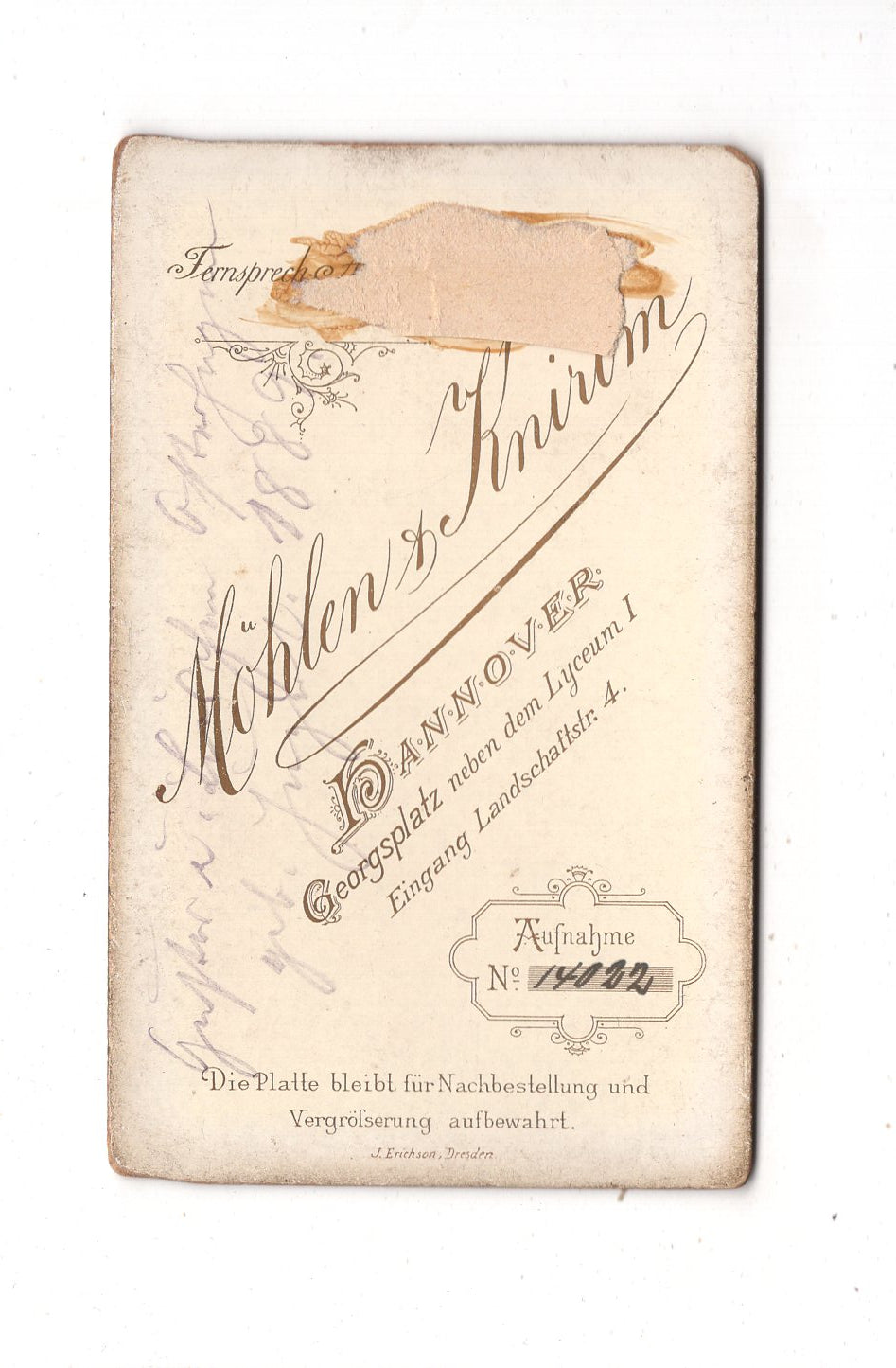 Fotografie Feines Paar / benannt - Hannover 1889 / CDV L1-36