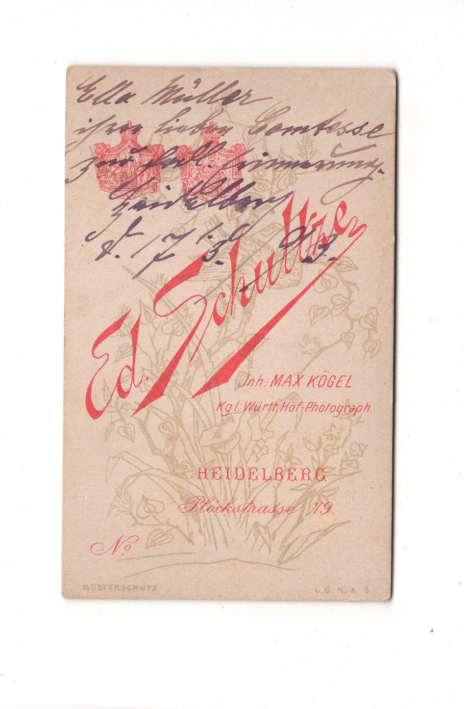 Fotografie Damenportrait mit Widmung - Heidelberg 1893 / CDV C1-15