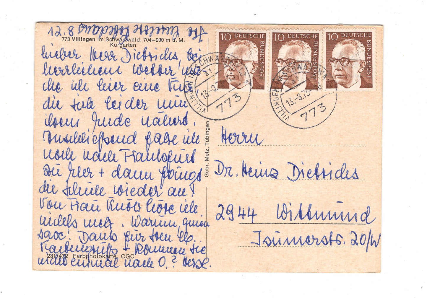 Ansichtskarte Villingen im Schwarzwald / Kurgarten / G1-68