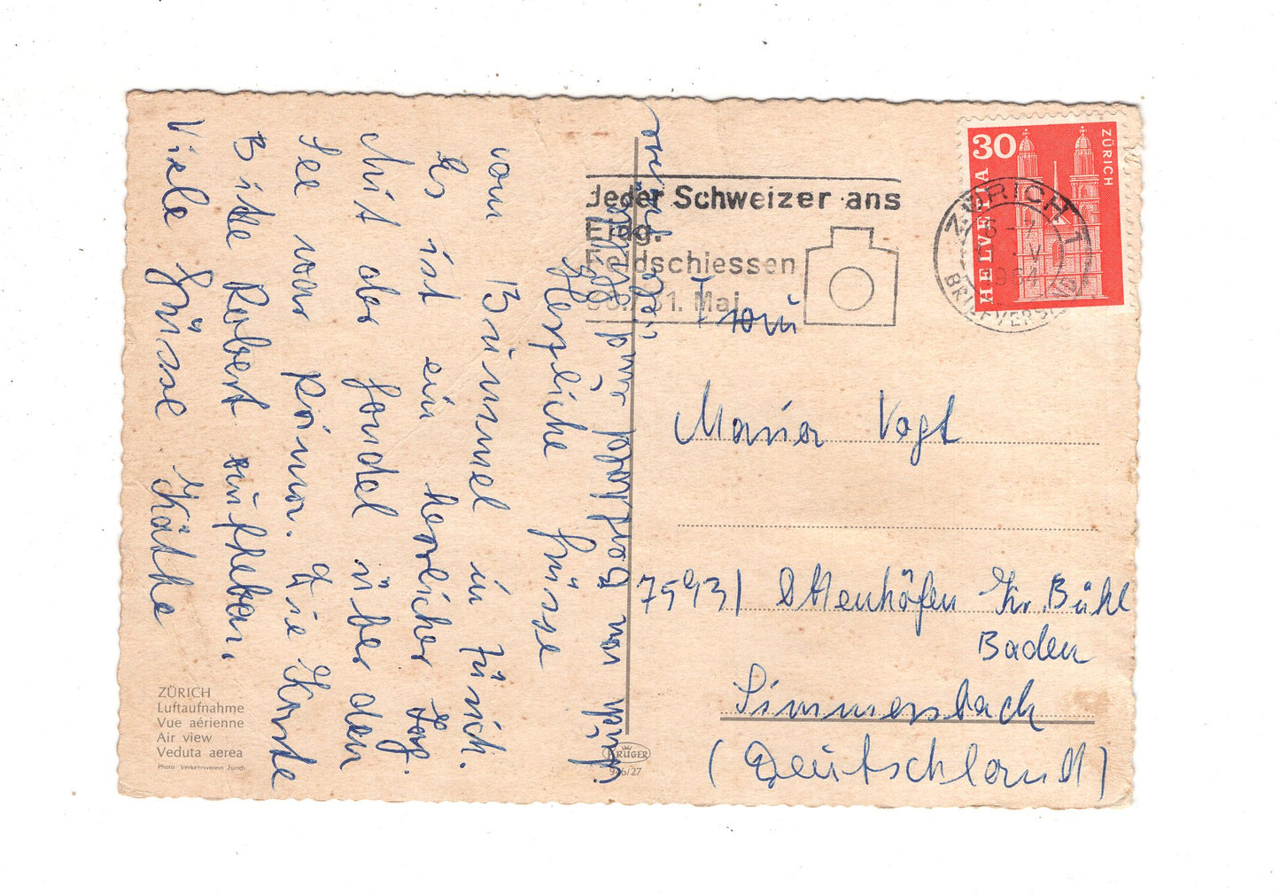 Ansichtskarte Zürich / Luftaufnahme / Schweiz