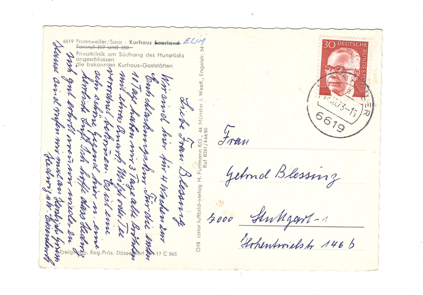 Ansichtskarte Nonnenweiler / Saar / Kurhaus Saarland / Elim