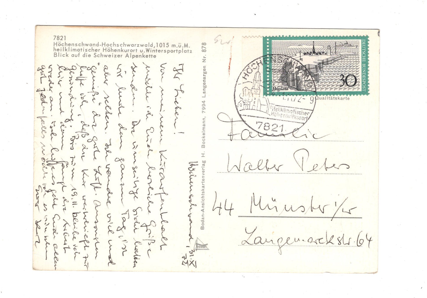 Ansichtskarte Höchenschwand im Hochschwarzwald / Blick auf Schweizer Alpen / G1-69