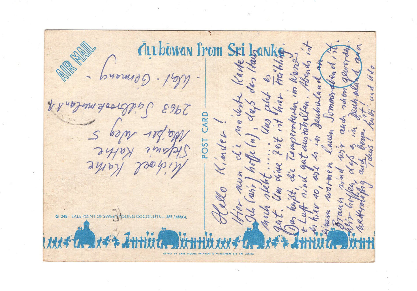 Ansichtskarte Sale Point of Sweet Young Coconut / Sri Lanka