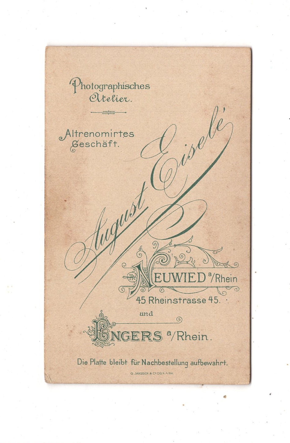 Fotografie Feiner Herr - Neuwied / Engers 1890er