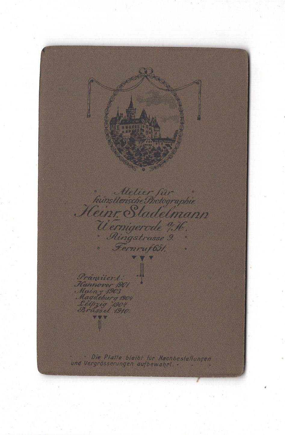 Fotografie Feines junges Mädchen - Wernigerode 1910er / CDV E1-31