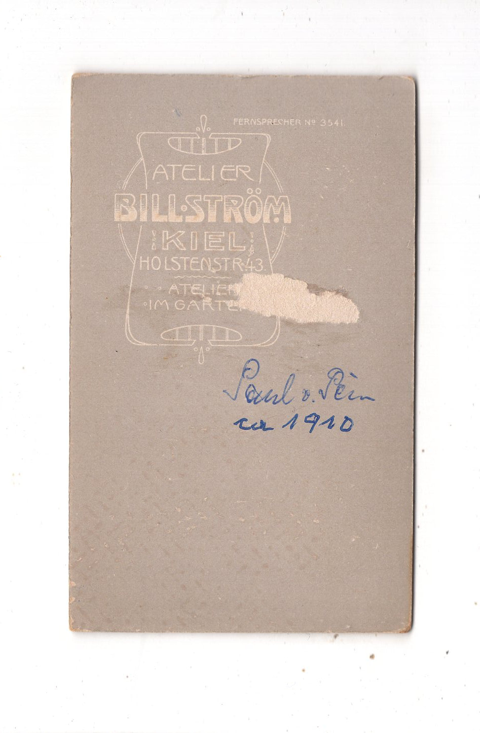 Fotografie Herrenportrait / benannt: Paul v. Pein - Kiel 1900er