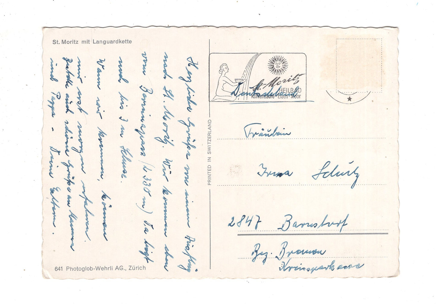 Ansichtskarte St. Moritz mit Languardkette / Schweiz