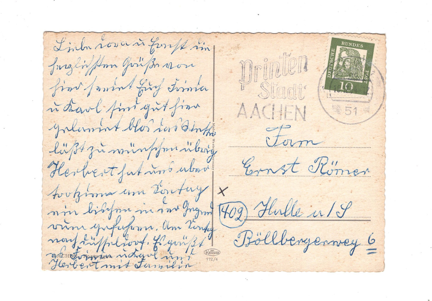 Ansichtskarte Aachen / Postwagen