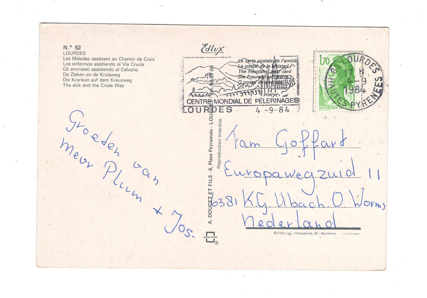 Ansichtskarte Lourdes / Frankreich