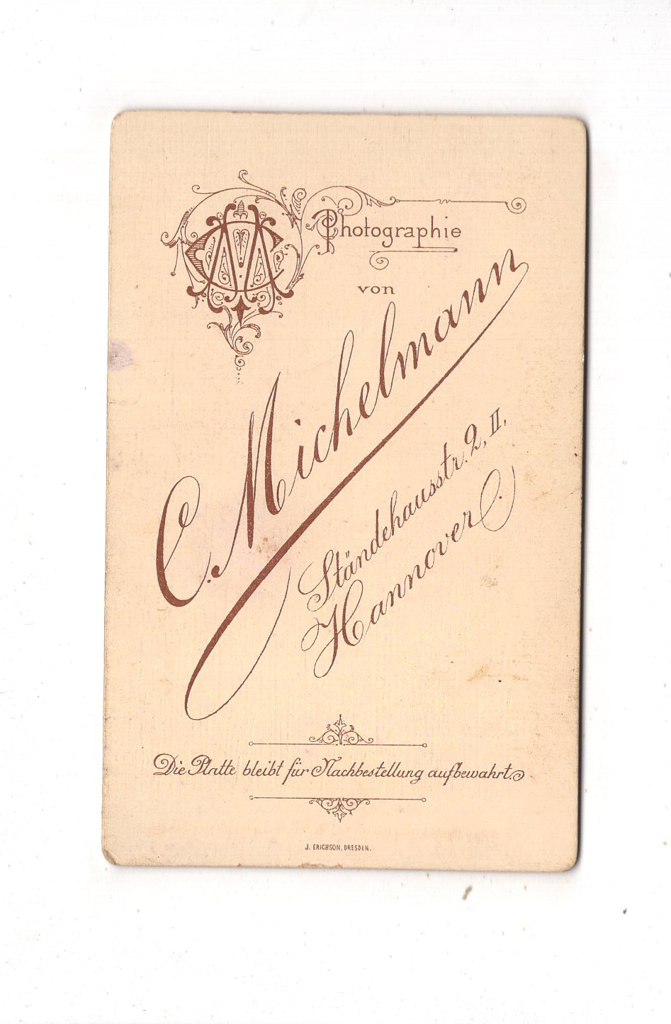 Fotografie Feines junges Mädchen - Hannover 1890er / CDV E1-31