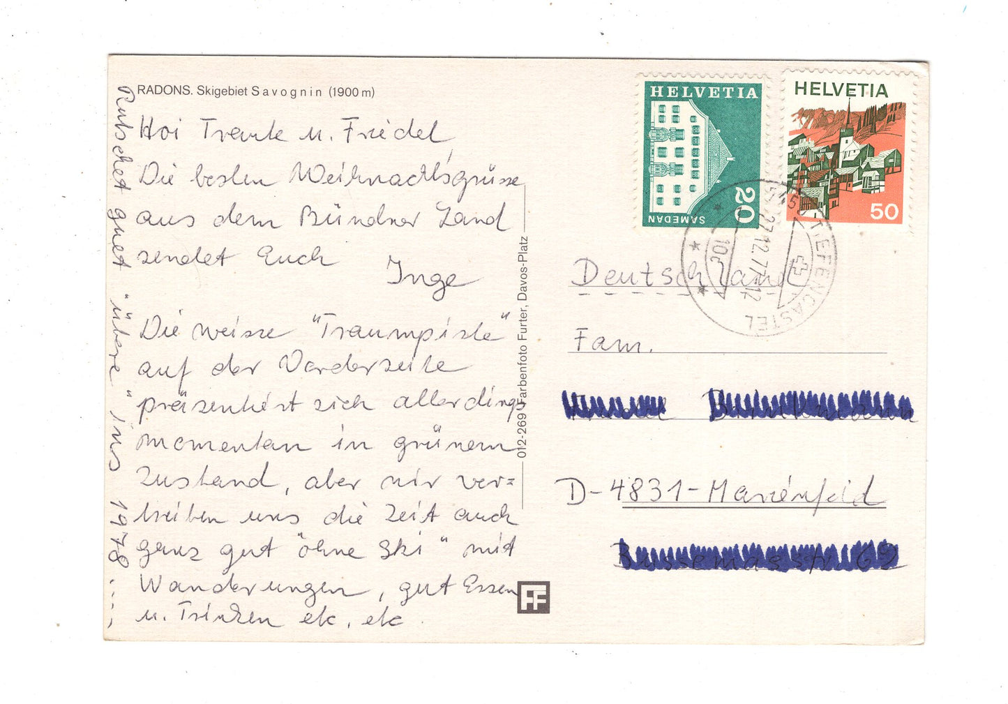 Ansichtskarte Radons / Savognin / Schweiz