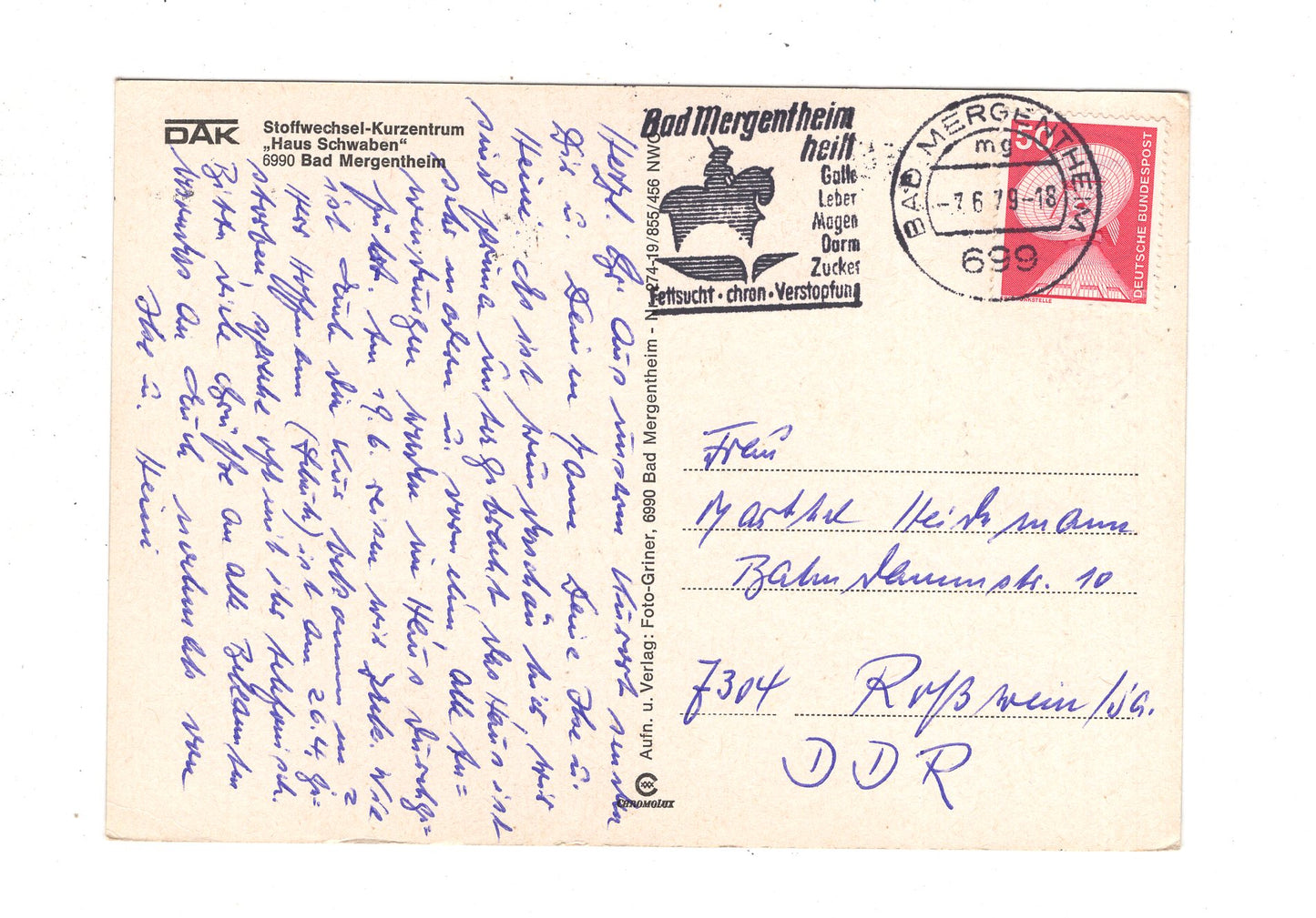 Ansichtskarte Bad Mergentheim / DAK Haus Schwaben / J1-60