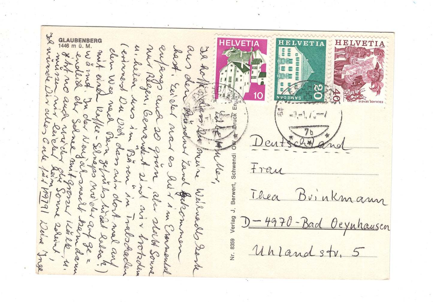 Ansichtskarte Glaubenberg / Schweiz