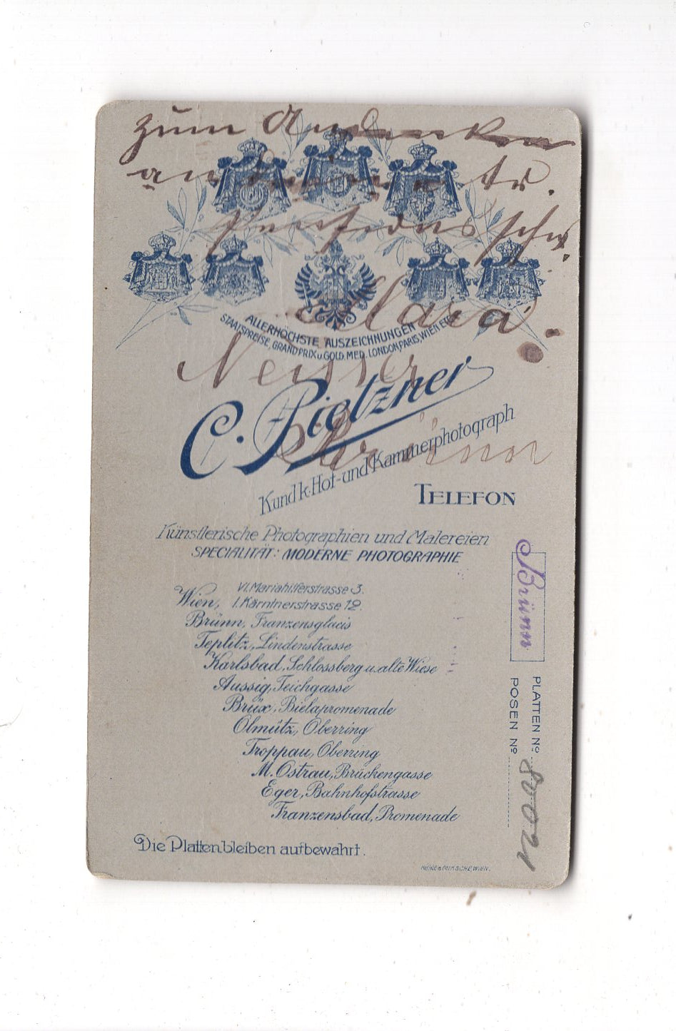 Fotografie Feines junges Mädchen mit Widmung - Wien 1900er / CDV N1-02