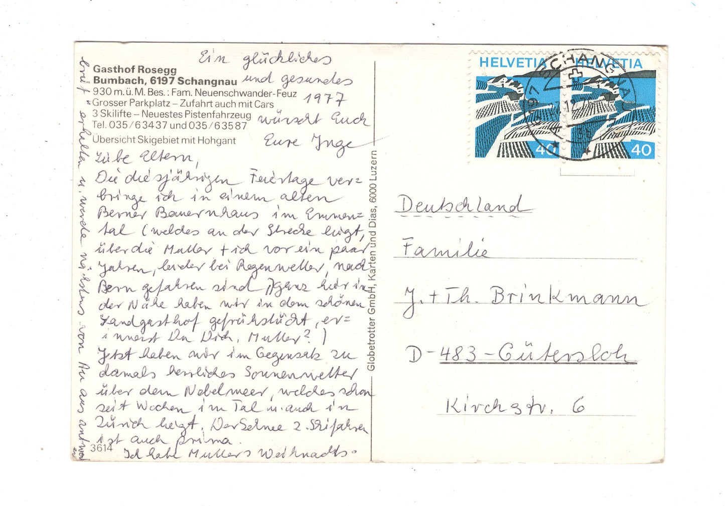 Ansichtskarte Gasthof Rosegg / Bumbach / Schangnau / Schweiz