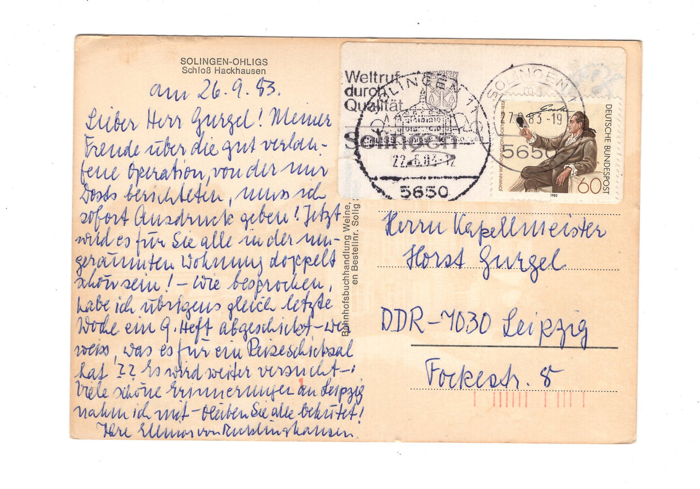 Ansichtskarte Solingen-Ohligs / Schloss Hackhausen