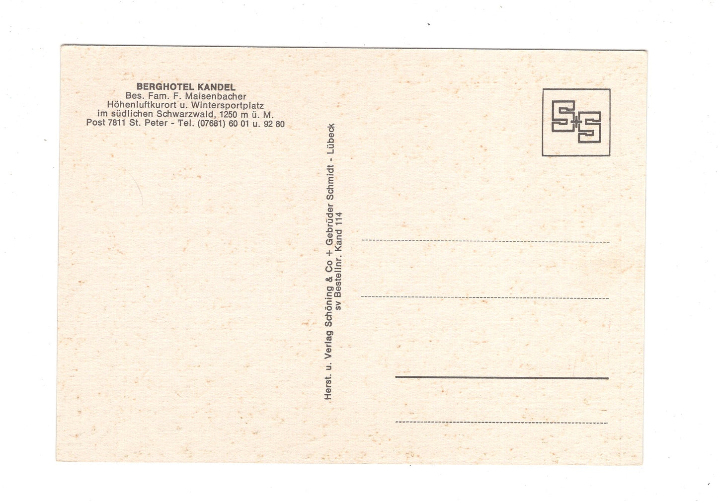 Ansichtskarte Berghotel Kandel / St. Peter im Schwarzwald / G1-69