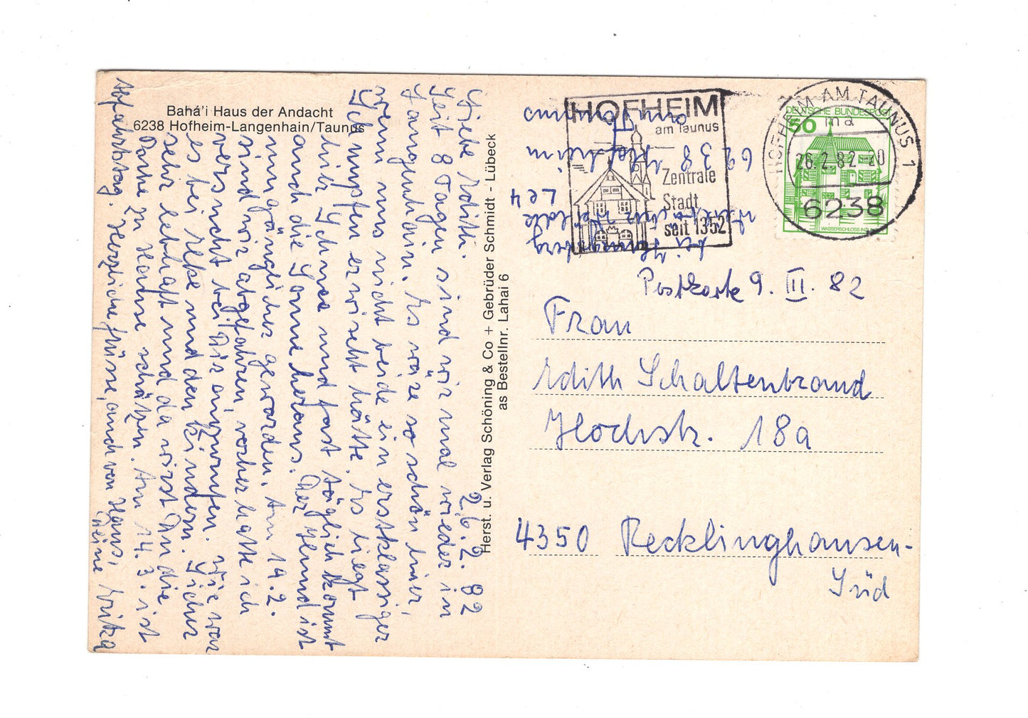 Ansichtskarte Baha´i Haus der Andacht / Hofheim-Langenhain / Taunus